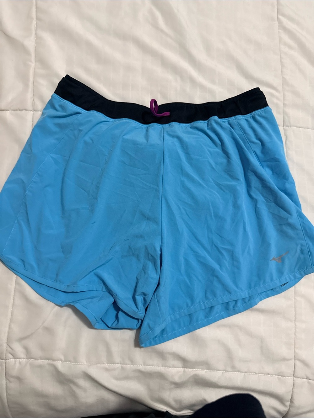 Mizuno Light Blue Running Shorts with Black Waistband
